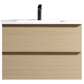 Soho Wall Vanity with Curve Top 800mm - Natural Oak Soho Wall Vanity with Curve Top 800mm - Natural Oak