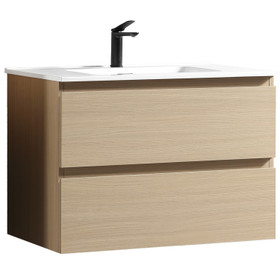 Soho Wall Vanity with Curve Top 800mm - Natural Oak Soho Wall Vanity with Curve Top 800mm - Natural Oak
