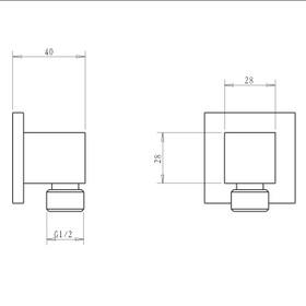 Square Shower Wall Elbow - Brushed Gunmetal