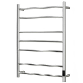 7 Bar 600mm Round Profile Heated Towel Rail With Timer - Chrome 7 Bar 600mm Round Profile Heated Towel Rail With Timer - Chrome