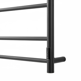 7 Bar 600mm Round Profile Heated Towel Rail With Timer - Black 7 Bar 600mm Round Profile Heated Towel Rail With Timer - Black