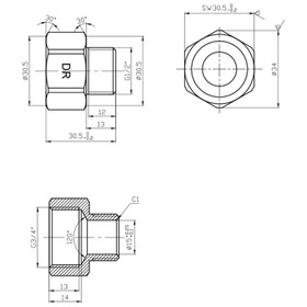 Brass M/F Socket - 15mm x 20mm
