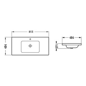 Classic 800mm Ceramic Vanity Top Only