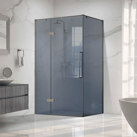 Alpha 1200mm Gunmetal Shower Door Kit Only with Black Tinted Glass - LHS Alpha 1200mm Gunmetal Shower Door Kit Only with Black Tinted Glass - LHS