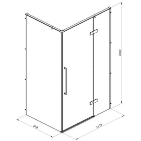 Alpha 1200mm Gunmetal Shower Door Kit Only with Black Tinted Glass - RHS