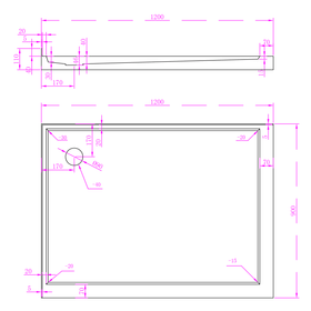 Arco Alder 1200mm Chrome Shower with Corner Waste - Rectangle