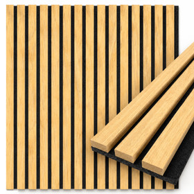 Acoustic Slat Wall Panels 3.24m² Natural Oak 2x Panels - W 600mm x H 2700mm