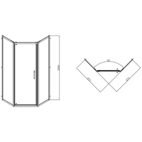 Framed 900mm Chrome Shower Door Kit Only - Diamond