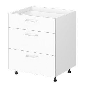 Base Cabinet 3 Drawer 800mm White