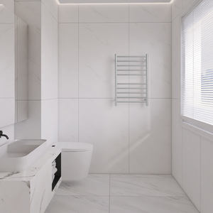 Vogue Brushed Nickel Heated Towel Rail 10 Bar - Universal