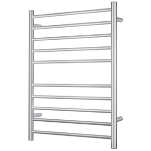 Vogue Brushed Nickel Heated Towel Rail 10 Bar - Universal