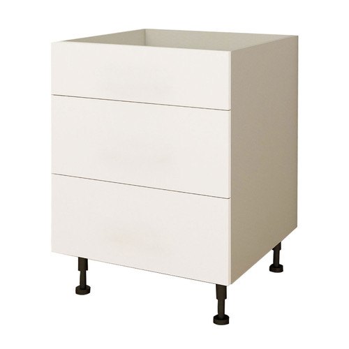 Kitchen Base Cabinet 3 Drawer 450mm Flat Pack - Matte White