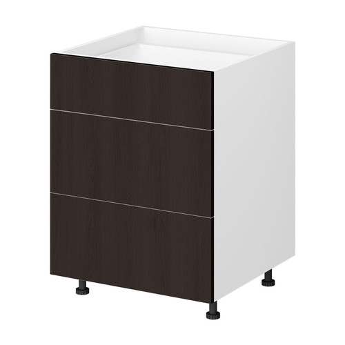 Kitchen Base Cabinet 3 Drawer 450mm Flat Pack - Dark Woodgrain Kitchen Base Cabinet 3 Drawer 450mm Flat Pack - Dark Woodgrain