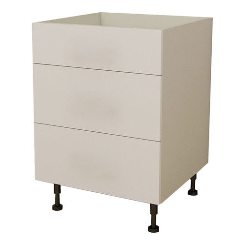 Kitchen Base Cabinet 3 Drawer 600mm Flat Pack - Gloss White