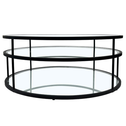 Antibes Round Glass Coffee Table - Matte Black
