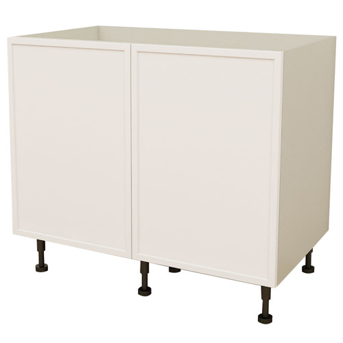 Kitchen Base Cabinet 2 Door 600mm Flat Pack - Shaker White Lacquer