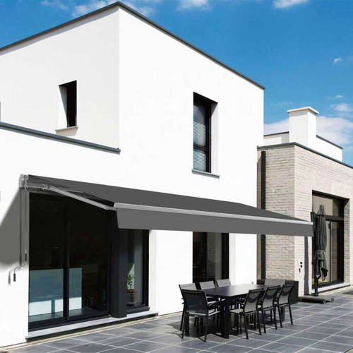 Retractable Manual Awning Dark Grey - 3 x 2m