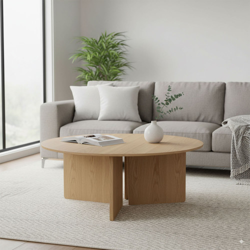Pisa Round White Oak Coffee Table - 1000mm