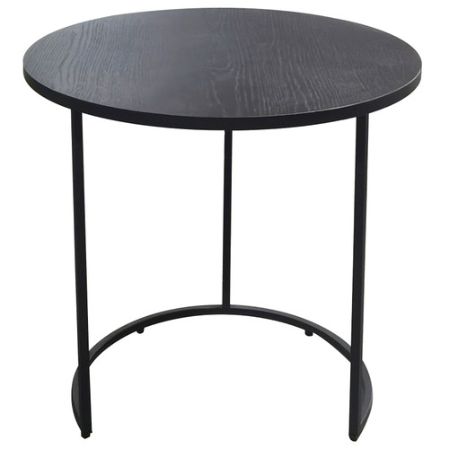Geneva Round Black Oak Side Table - 600mm