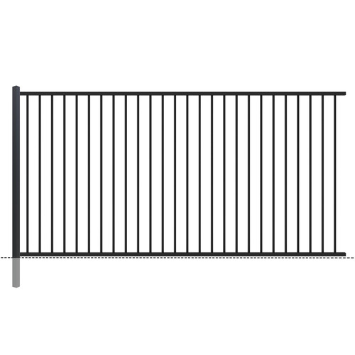 Aluminium Fence Panel 2.4 x 1.2m with Ground Post - Black