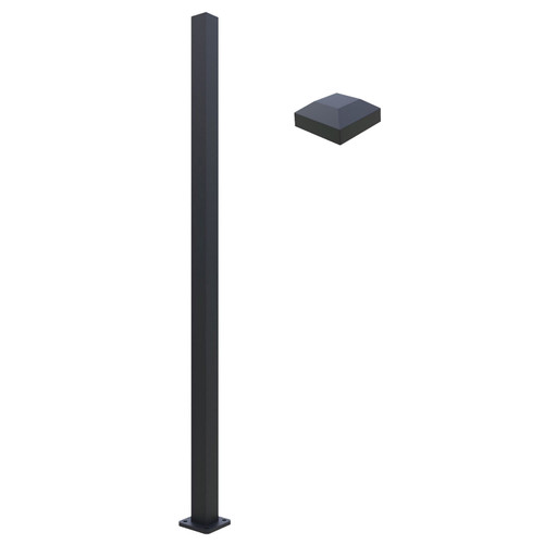 Aluminium Flange Post for Fence Panel 1.3m with Cover - Black