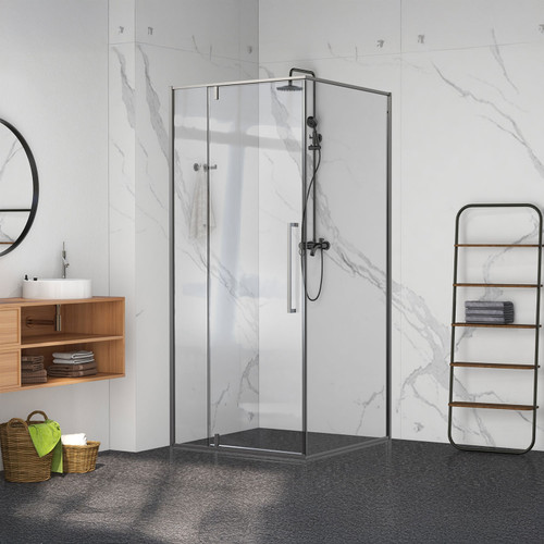 Framed 900mm Brushed Gunmetal Shower Door Kit Only - Square