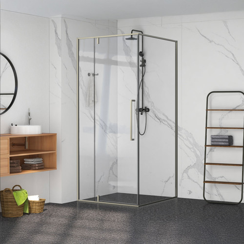 Framed 900mm Champagne Gold Shower Door Kit Only - Square