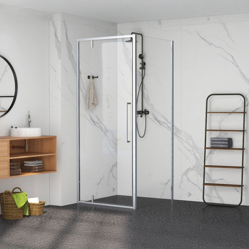 Semi-Framed 900mm Chrome Shower Door Kit Only - Square