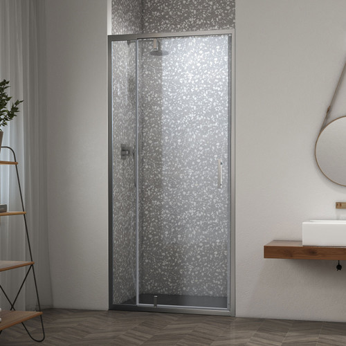 Framed 780 - 880mm Adjustable Brushed Gunmetal Shower Door Kit Only - 3 Sided