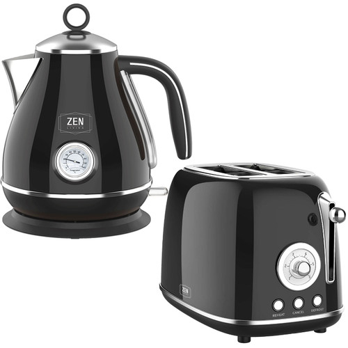 Retro Kettle and Toaster Combo - Black