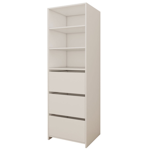 Wardrobe Floorstanding Tower with Shelves and Drawers - Matte White - W 630mm x H 2000mm