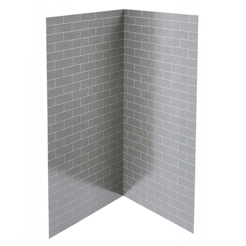 Subway Concrete Tile Look Shower Liner Grey with Grey Lines - 900mm