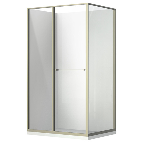 SS Champagne 1200mm Slide-In Shower with Corner Waste - LHS
