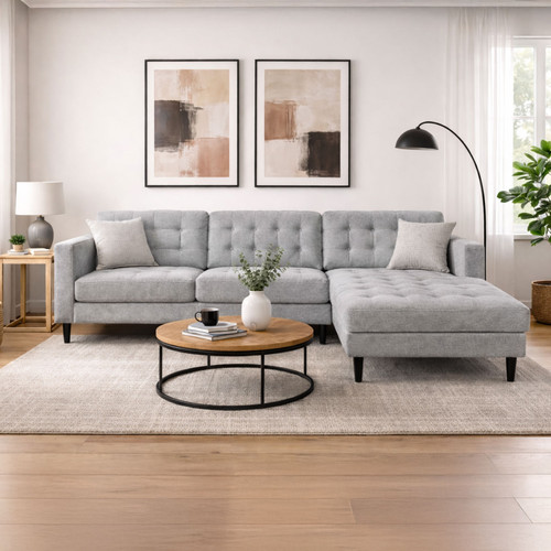 Cooper 3 Seater Sofa with Chaise 2850mm Grey - RHS