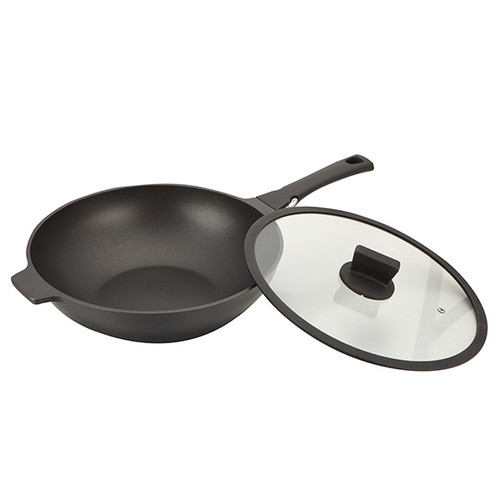 Zen Living - Cast Aluminium Round Wok Frypan with Lid 32cm