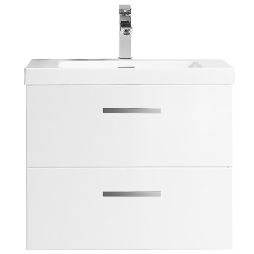 Novo Wall Vanity 600mm White Glossy with Omega Top