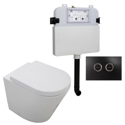 Vogue Lecco Floor Toilet Pan P & In-wall Toilet Pneumatic Flush Panel