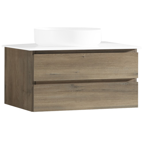 Soho Wall Vanity Forest Grain with White Countertop 900mm