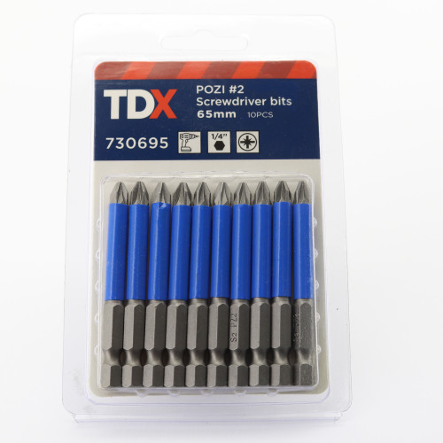 TDX Screwdriver Bits Pozi #2 65mm (Pack of 10)