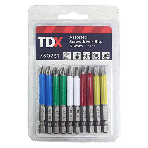 TDX Assorted Screwdriver Bits 65mm (Pack of 10)