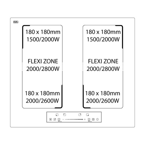 Vogue Induction Cooktop 60cm Flexi Zone Brushed Grey Trade Depot