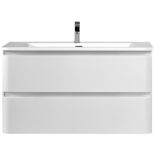 Vogue Edge White Wall Vanity with White Stone Resin Top - 1000mm