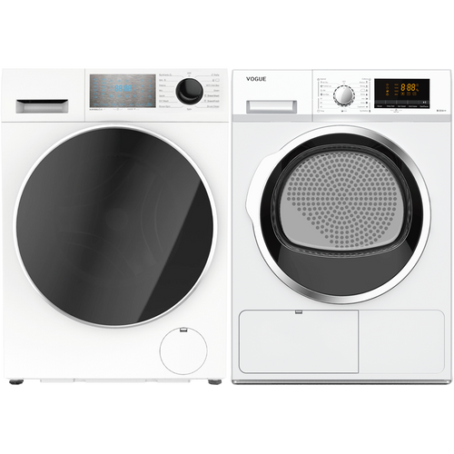 Vogue Front Load Washing Machine 10Kg & Heatpump Dryer 8kg Combo - White