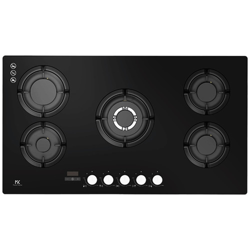 Master Kitchen Gas Cooktop Black Glass with Timer - 90cm