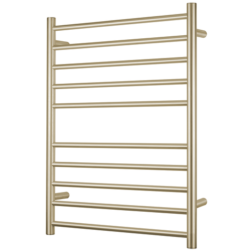 Vogue Brushed Brass Heated Towel Rail 10 Bar - Universal