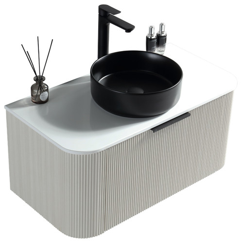 Oasis Wall Vanity White Oak with Countertop & Basin 900mm - Center