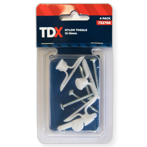 TDX Nylon Toggle with Screws 13-16mm (Pack of 4)