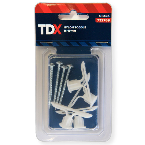 TDX Nylon Toggle with Screws 16-19mm (Pack of 4)