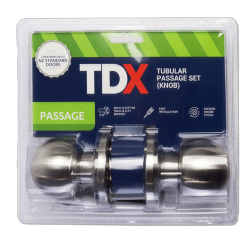 TDX Passage Knob Door Set - Stainless Steel
