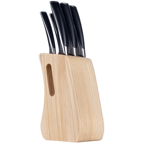 Zen Living knife Set with Pinewood Holder - 5Pcs